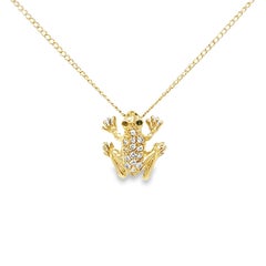 Diamond Frog Pendant in Yellow Gold
