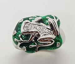 Diamond Frog Ring Set in 18 Karat White Gold Settings