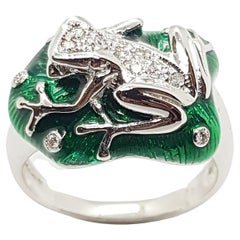 Diamond Frog Ring Set in 18 Karat White Gold Settings