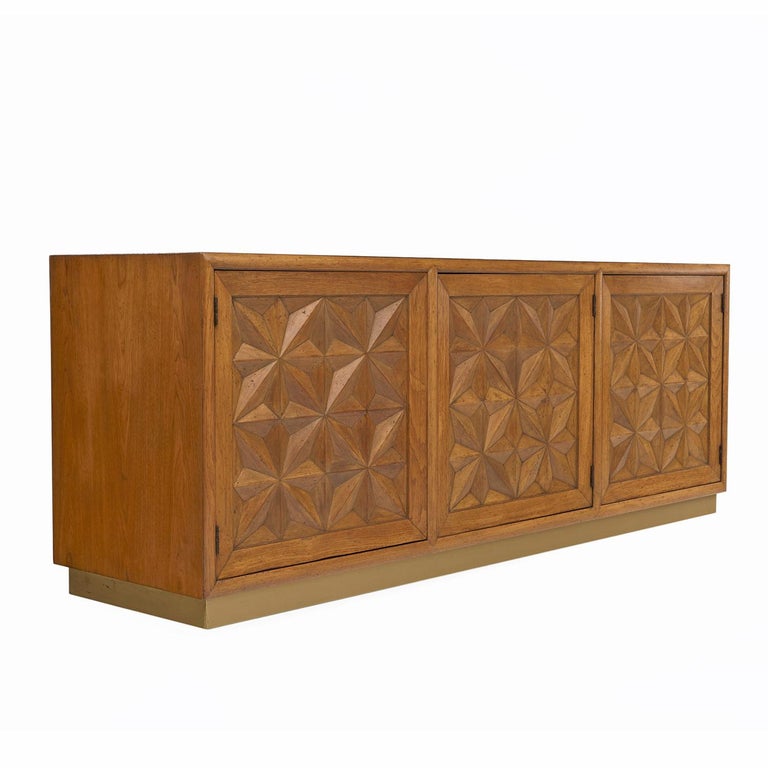 Moroccan Style Pecan Diamond Front Hollywood Regency Henredon Credenza
