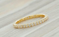 Diamond Full Eternity 14k Solid Gold Solitaire Ring Stacking Band