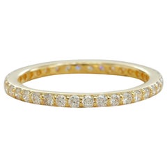 Diamond Full Eternity 14k Solid Gold Solitaire Ring Stacking Band