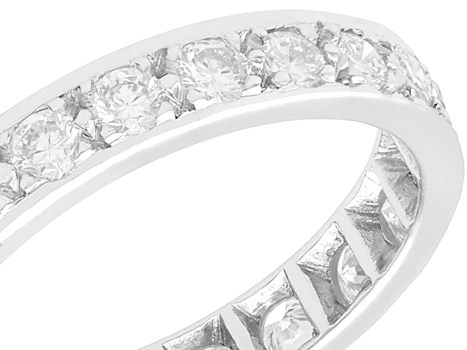 Round Cut Diamond Full Eternity Engagement Ring in White Gold For Sale