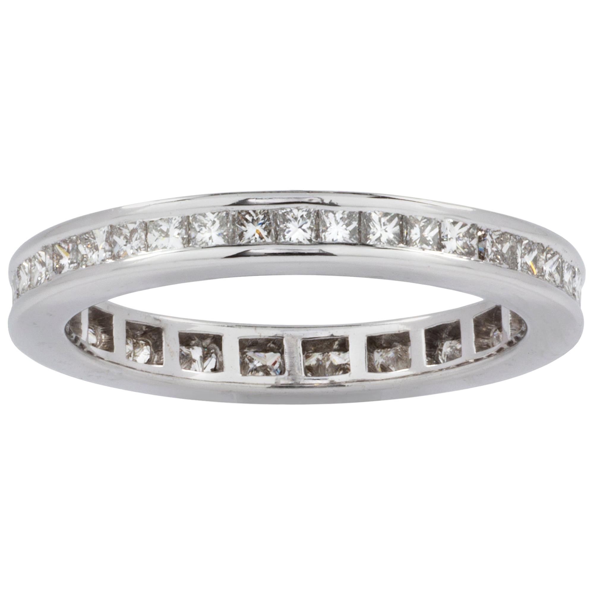 Full Diamond Platinum Eternity Ring For Sale at 1stDibs