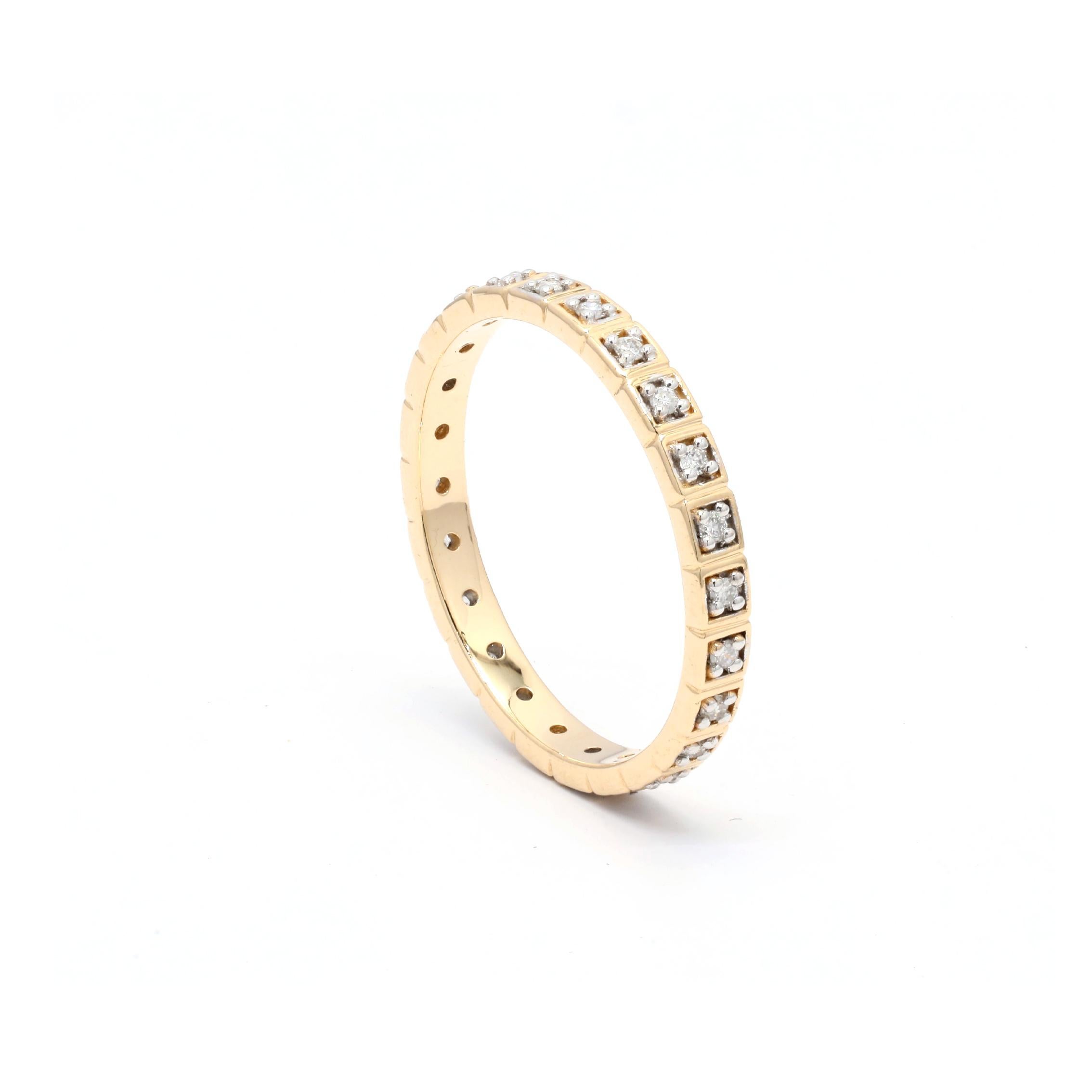 Im Angebot: Eternity-Ring aus 14 Karat Gelbgold mit Unisex-Diamant () 5