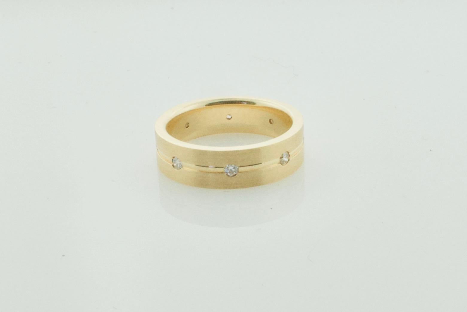 Modern Diamond Fun Ring or Wedding Band in Yellow Gold For Sale