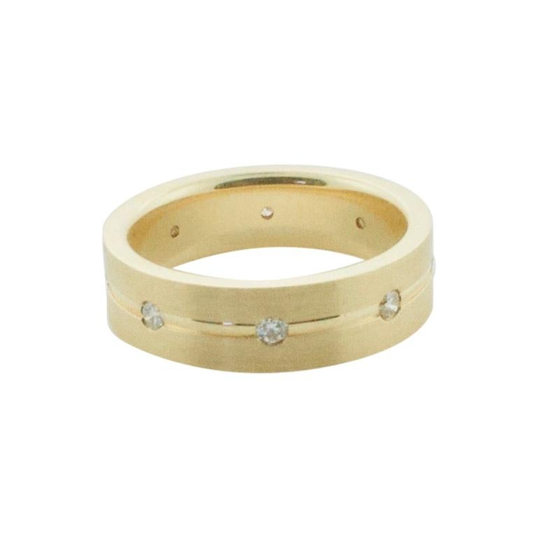 Diamond Fun Ring or Wedding Band in Yellow Gold For Sale