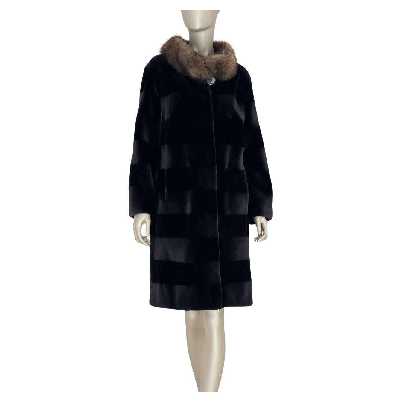 Diamond Furs Cappotto di lusso in pelliccia di visone platino italiano - Taglia L.
