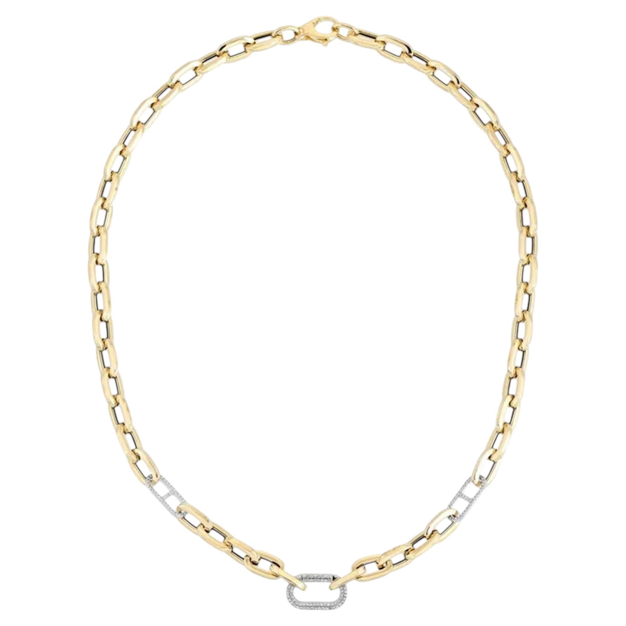 Collar de eslabones de oro amarillo de 14K con diamantes naturales de 0,47 ct en diseño «Fusion»