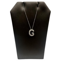 Diamond "G" Initial Necklace in 10kt White Gold – 0.15ctw Diamonds, Adjustable