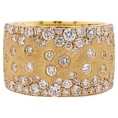 Fascia per sigari Confetti Galaxy, oro 18 carati, larghezza 12 mm, anello con diamante da 1,54 carati, finitura satinata