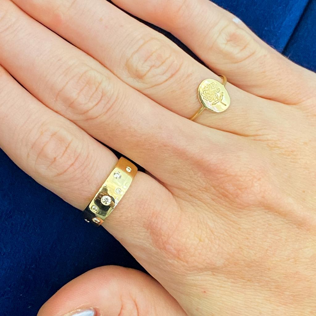 For Sale:  Diamond Galaxy Confetti Tapered Ring 6.3mm in 14K Yellow Gold High Polish Finish 2