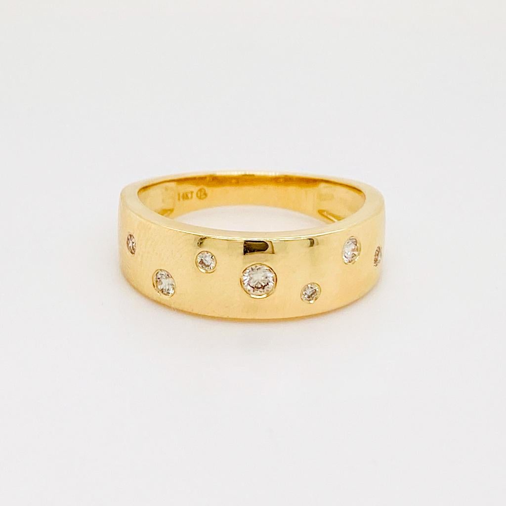 For Sale:  Diamond Galaxy Confetti Tapered Ring 6.3mm in 14K Yellow Gold High Polish Finish 3