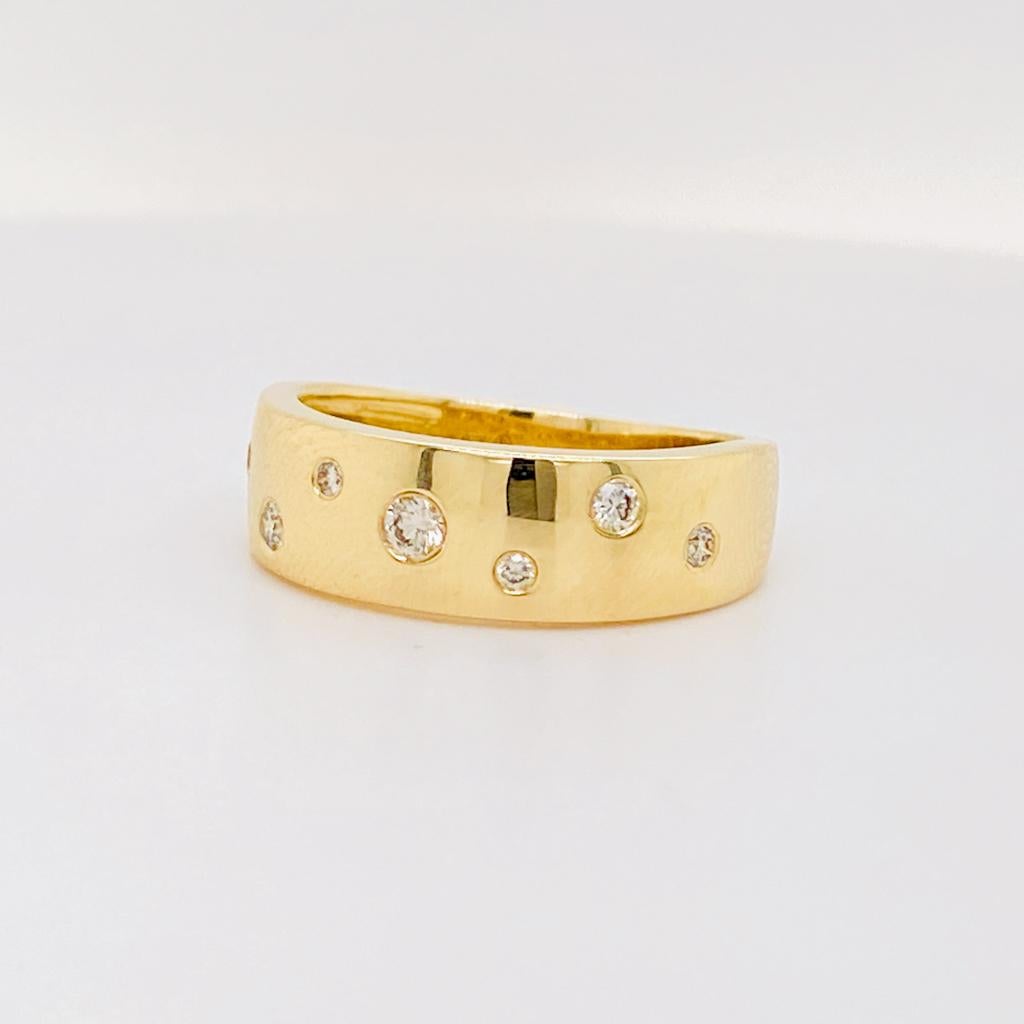 For Sale:  Diamond Galaxy Confetti Tapered Ring 6.3mm in 14K Yellow Gold High Polish Finish 4