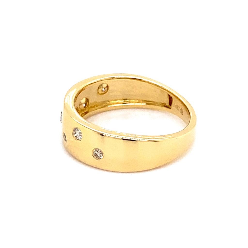 For Sale:  Diamond Galaxy Confetti Tapered Ring 6.3mm in 14K Yellow Gold High Polish Finish 6