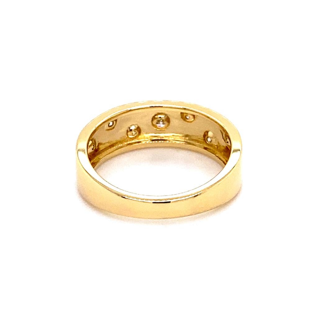 For Sale:  Diamond Galaxy Confetti Tapered Ring 6.3mm in 14K Yellow Gold High Polish Finish 7
