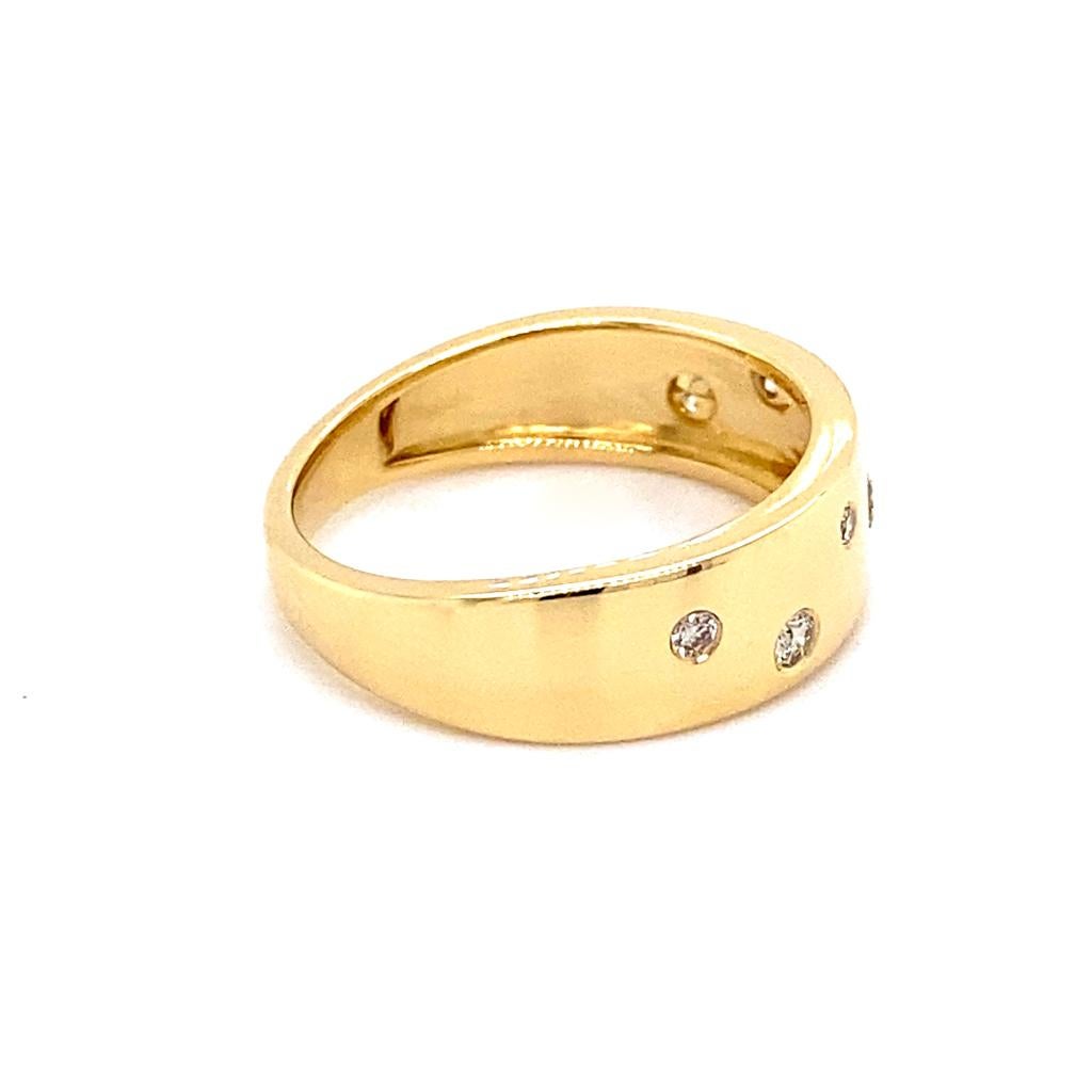 For Sale:  Diamond Galaxy Confetti Tapered Ring 6.3mm in 14K Yellow Gold High Polish Finish 8