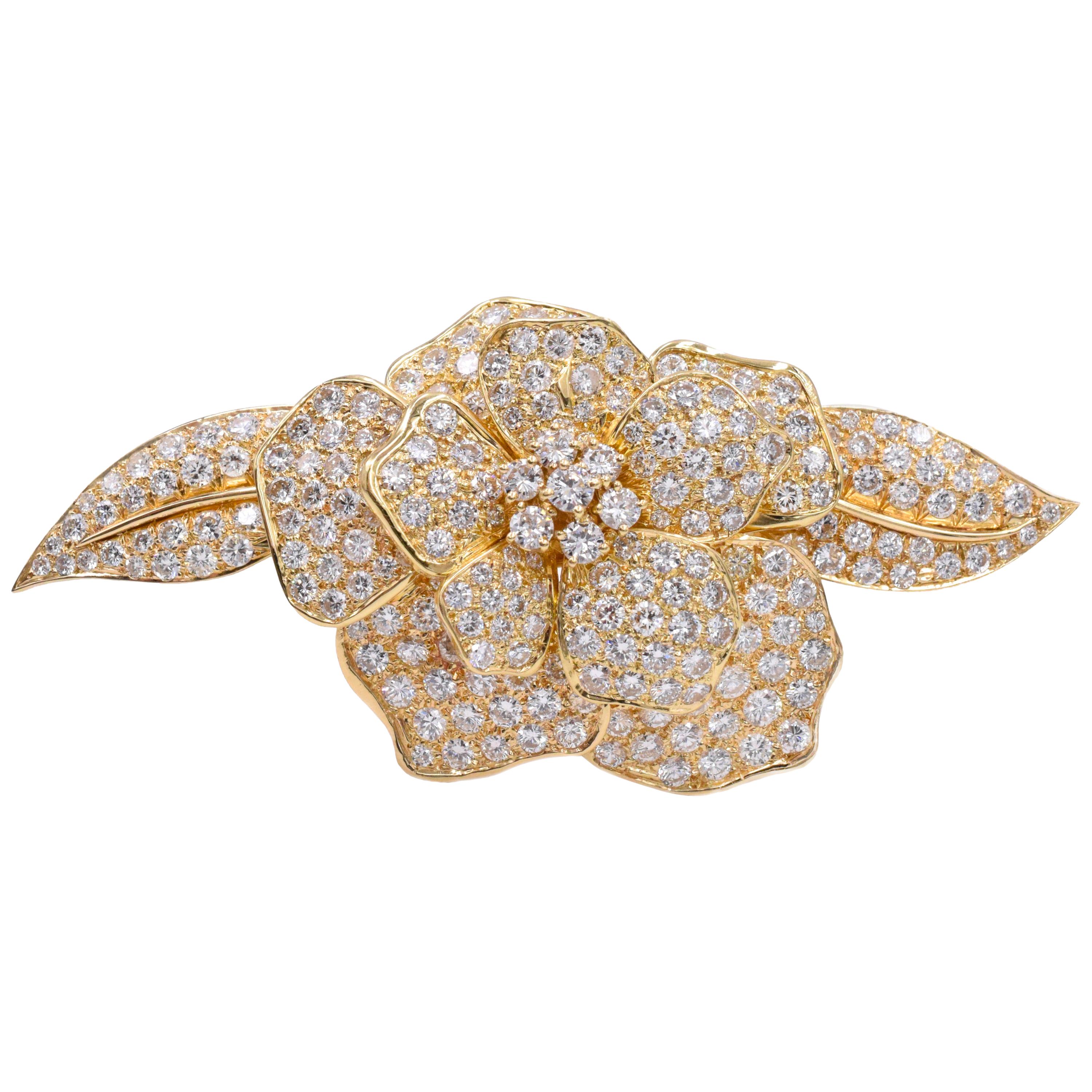 Nally Diamond 'Camellia" Brooch For Sale