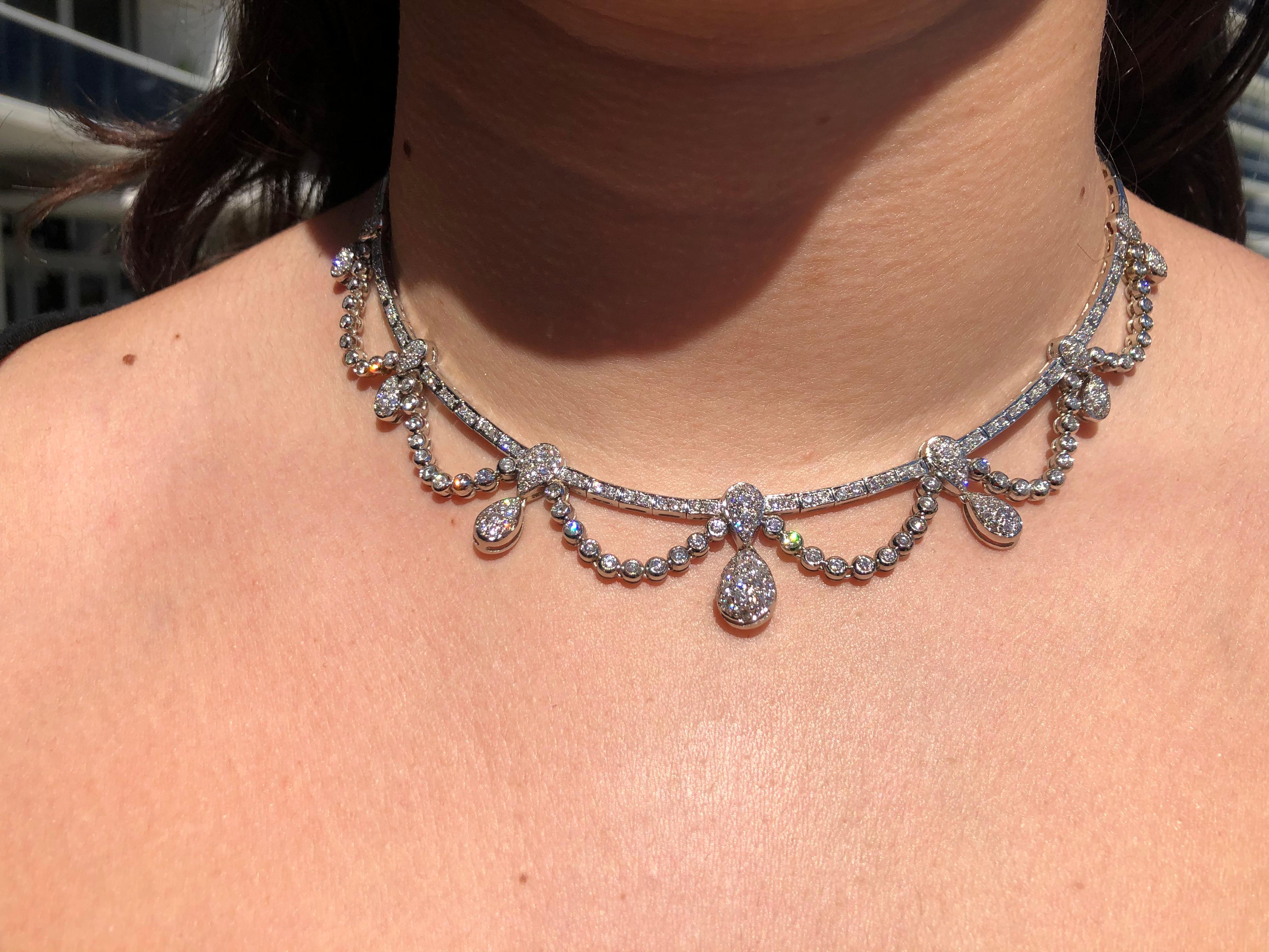 Diamond Garland White Gold Bridal Gala Necklace For Sale 2