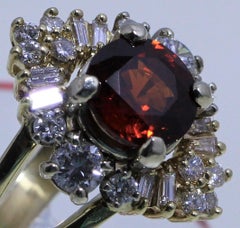 Garnet Ring in 14K Yellow Gold with Diamonds