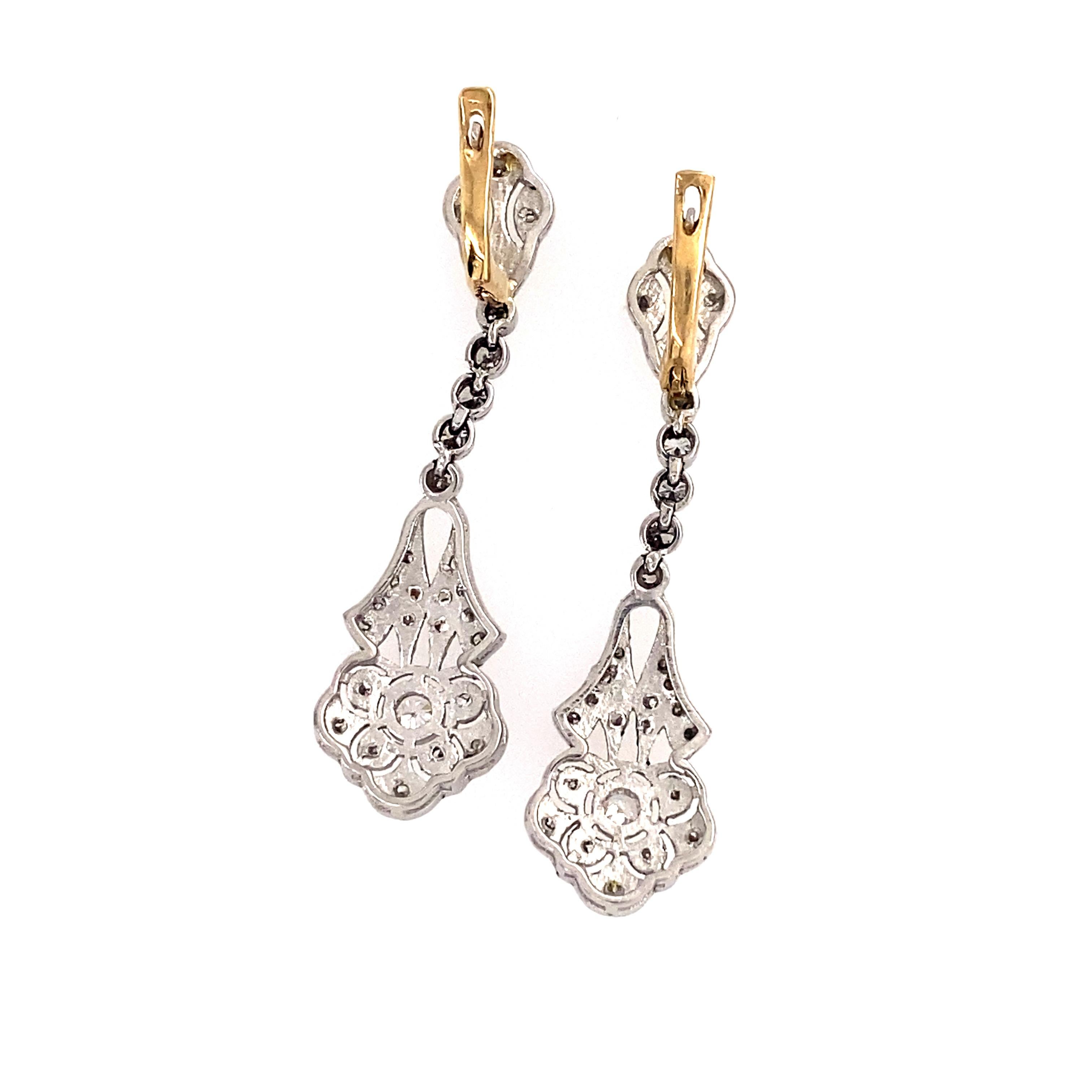 1 Karat Diamant-Mini-Kronleuchter-Ohrringe „Generation Gap“ aus Platin und Gold für Damen oder Herren im Angebot