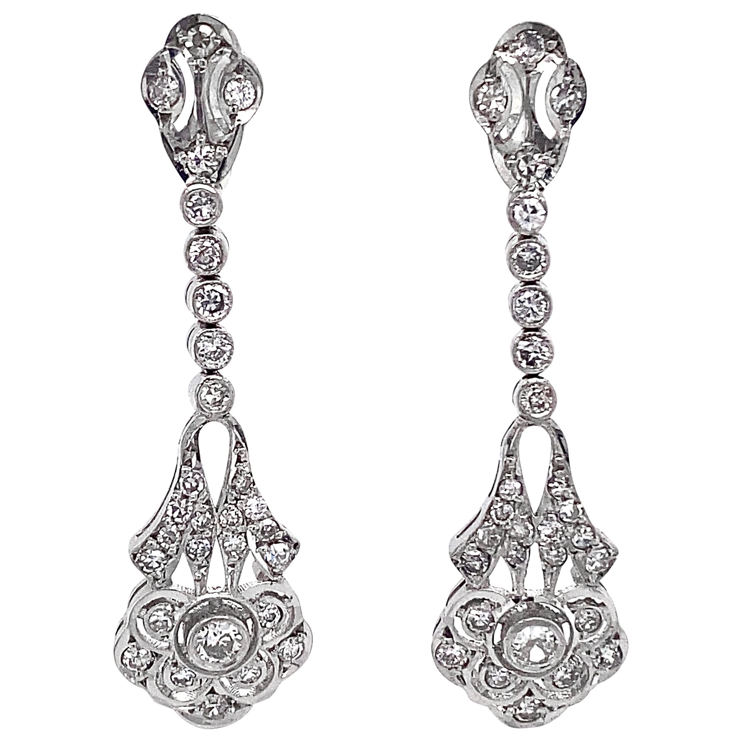 1 Carat Diamond "Generation Gap" Mini-Chandelier Earrings in Platinum & Gold