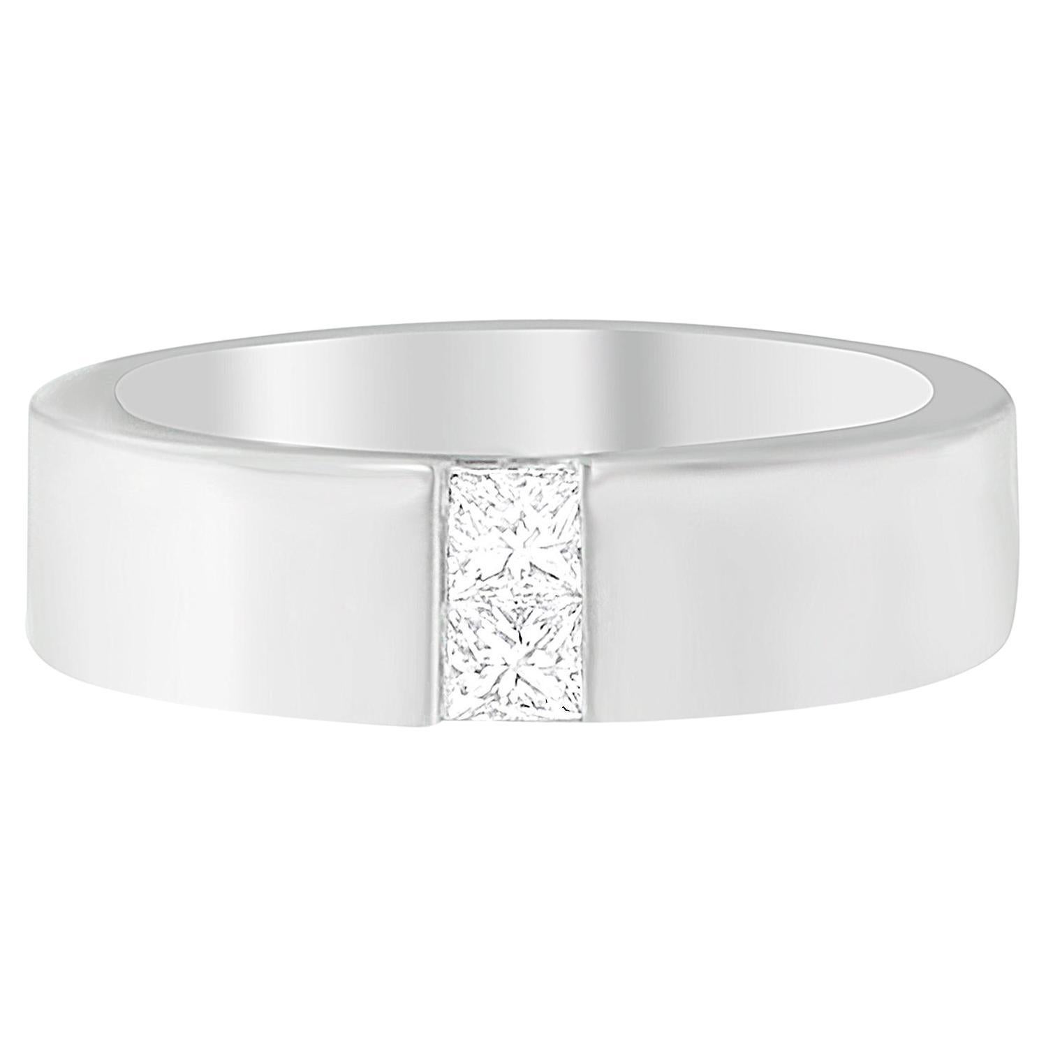 Bague pour homme en diamant 0,25 carats or blanc 14K