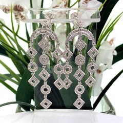 Diamond Geometric Chandelier Earrings 2 Carat Total Weight in 14 Karat Gold