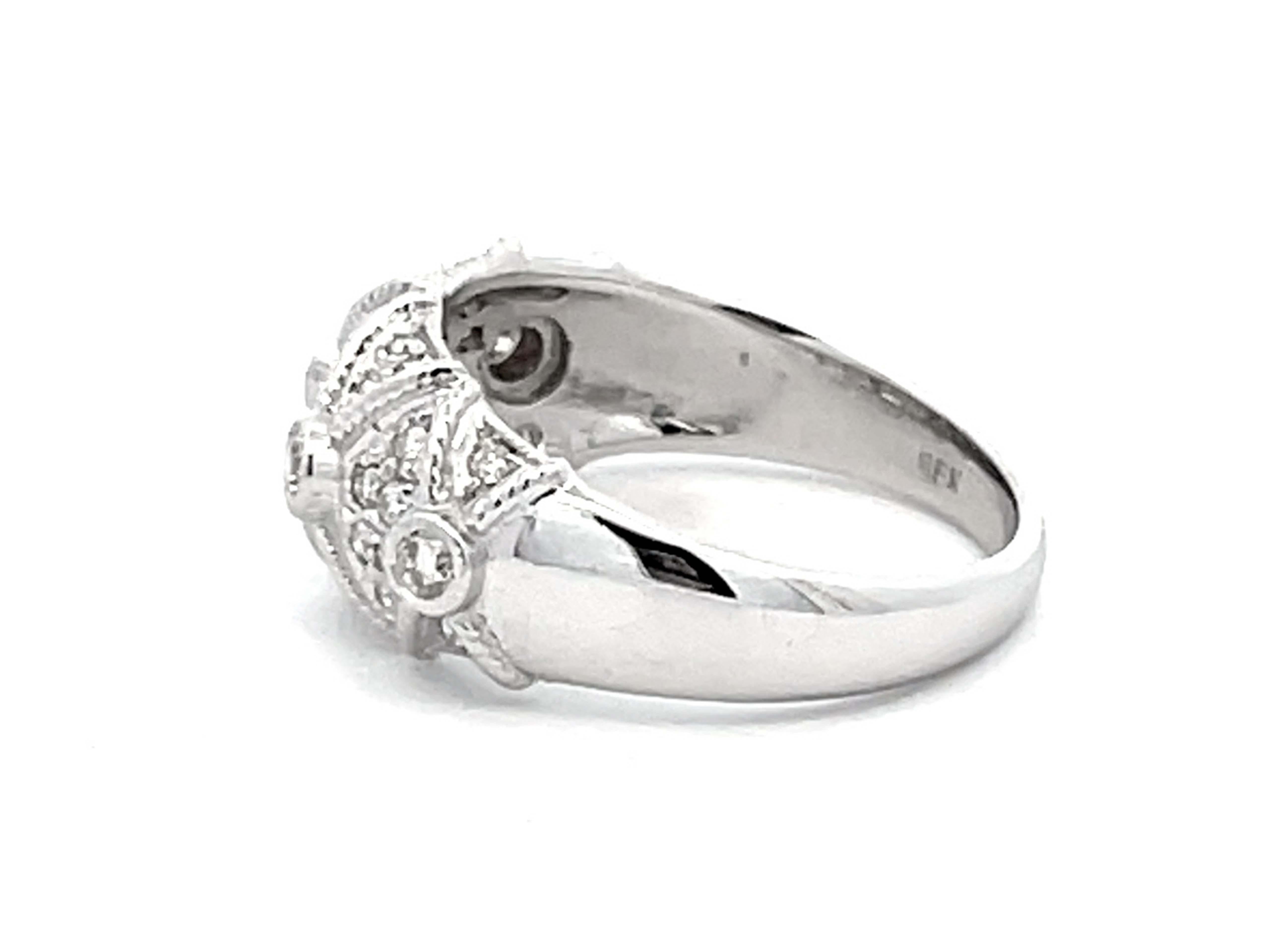 Diamond Geometric Dome Ring in 14k White Gold For Sale 1