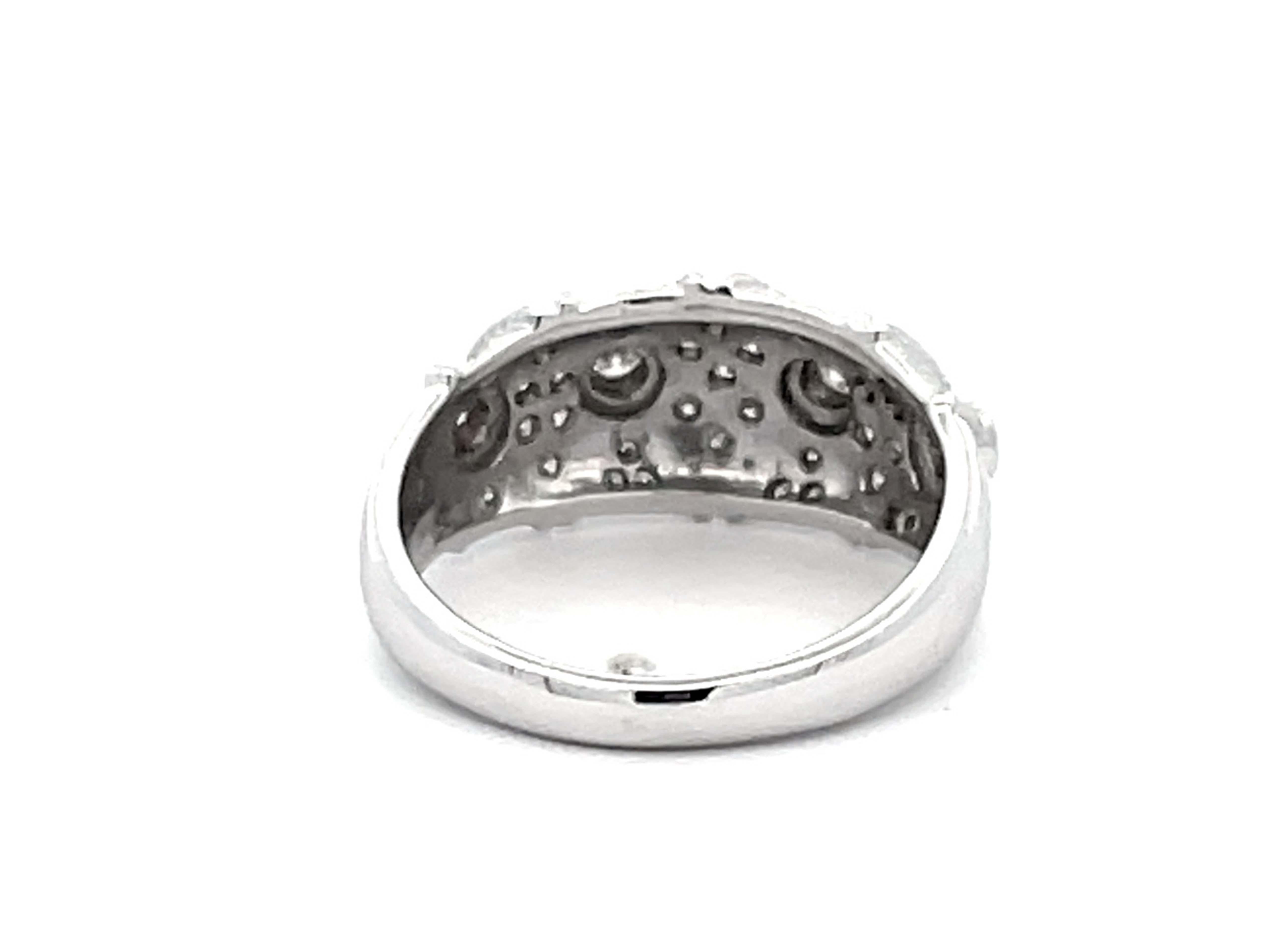 Diamond Geometric Dome Ring in 14k White Gold For Sale 2
