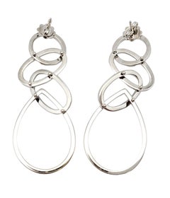 Interlocking Pavé Diamond Open Loop Dangle Earrings in 18 Karat White Gold