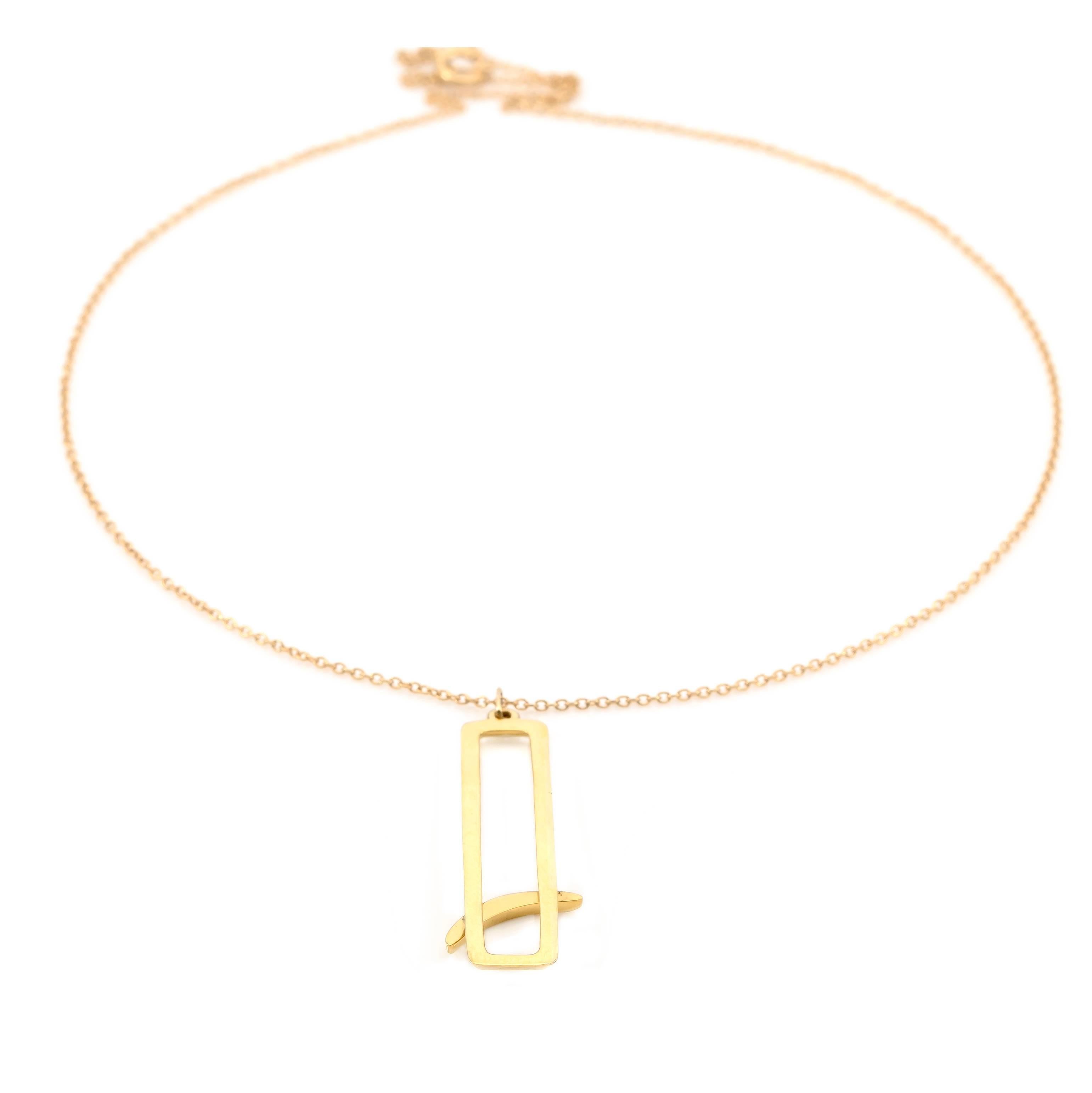 Diamond Geometric Gold Necklace In Excellent Condition For Sale In Berkeley, CA