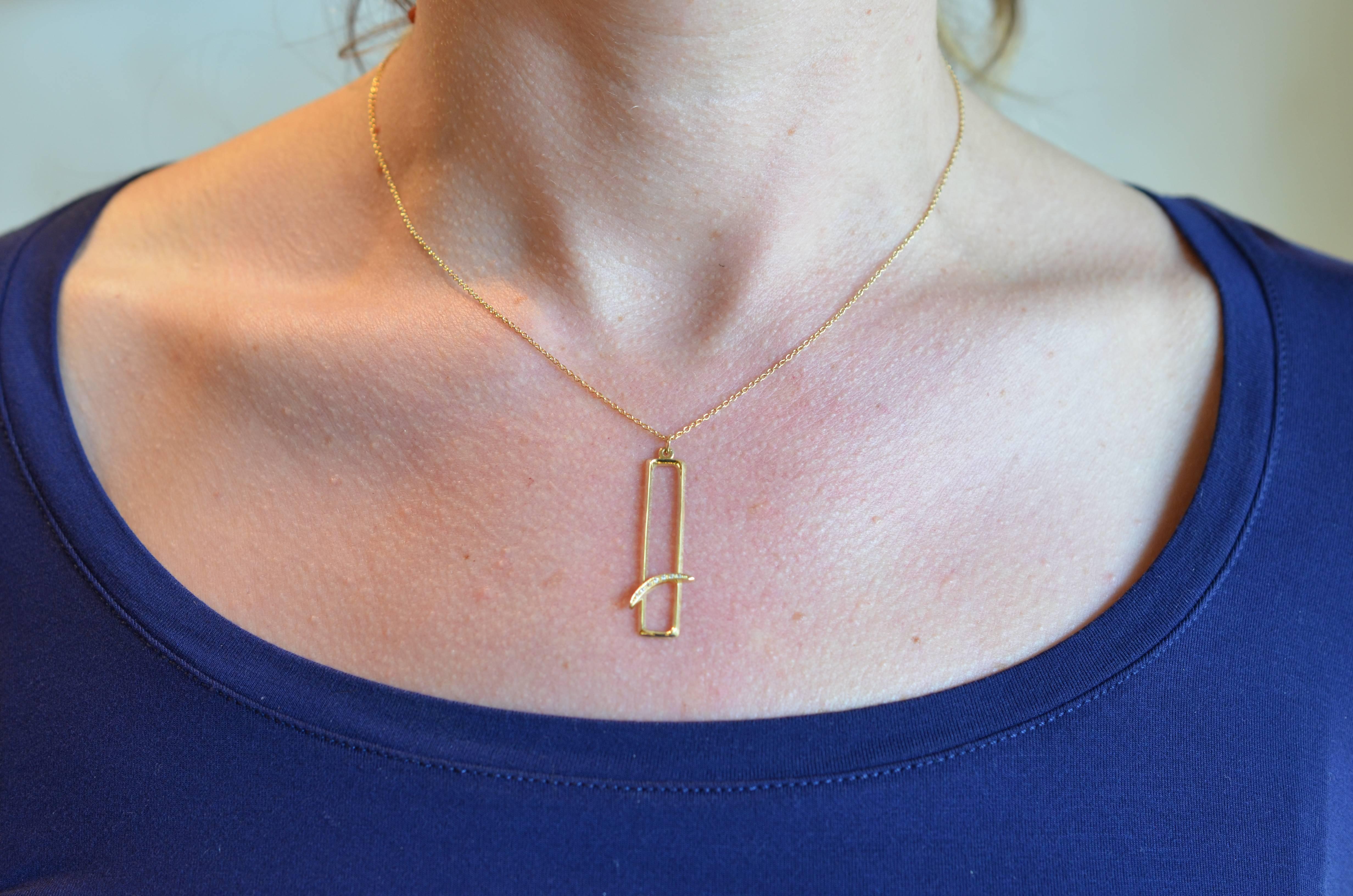 Women's or Men's Diamond Geometric Gold Necklace For Sale