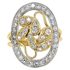 Diamond Geometric Petal 18k Two-Tone Gold Ring Diamond Geometric Petal 18k Two-Tone Gold Ring
