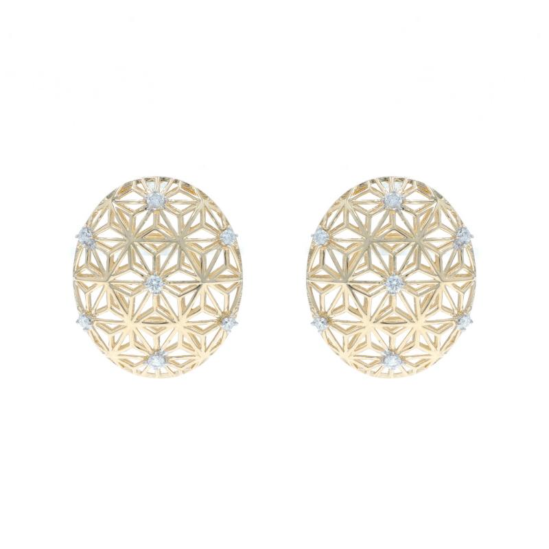 Orecchini a perno con diamante geometrico a forma di stella, con diamante brillante da 0,21 carati, ovali e forati in vendita