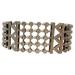 Diamond Geometric Style Bangle bracelet 18KT gold movable