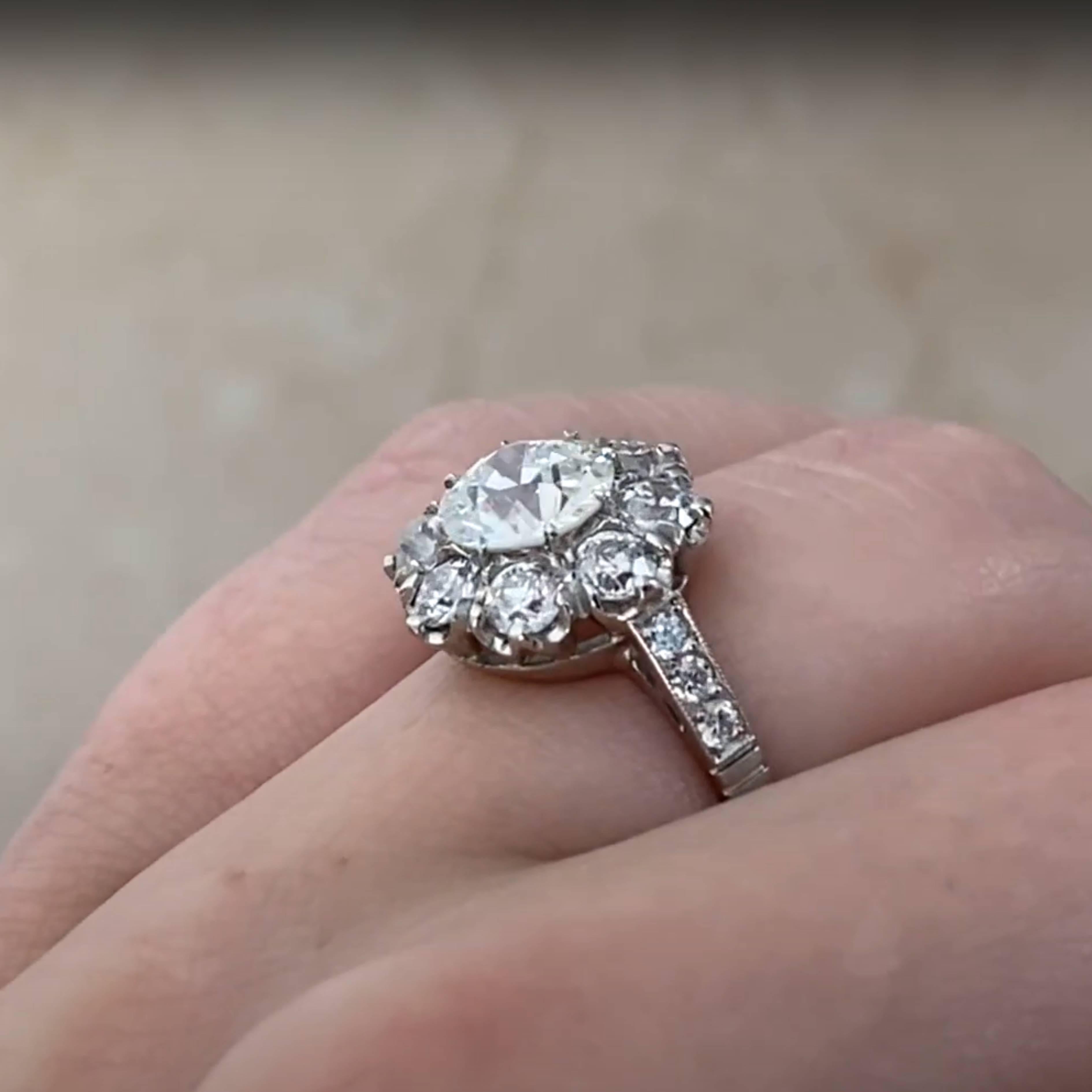 Art déco Bague de fiançailles en platine, diamant (GIA approx. 1,10 carats) en forme de grappe en vente