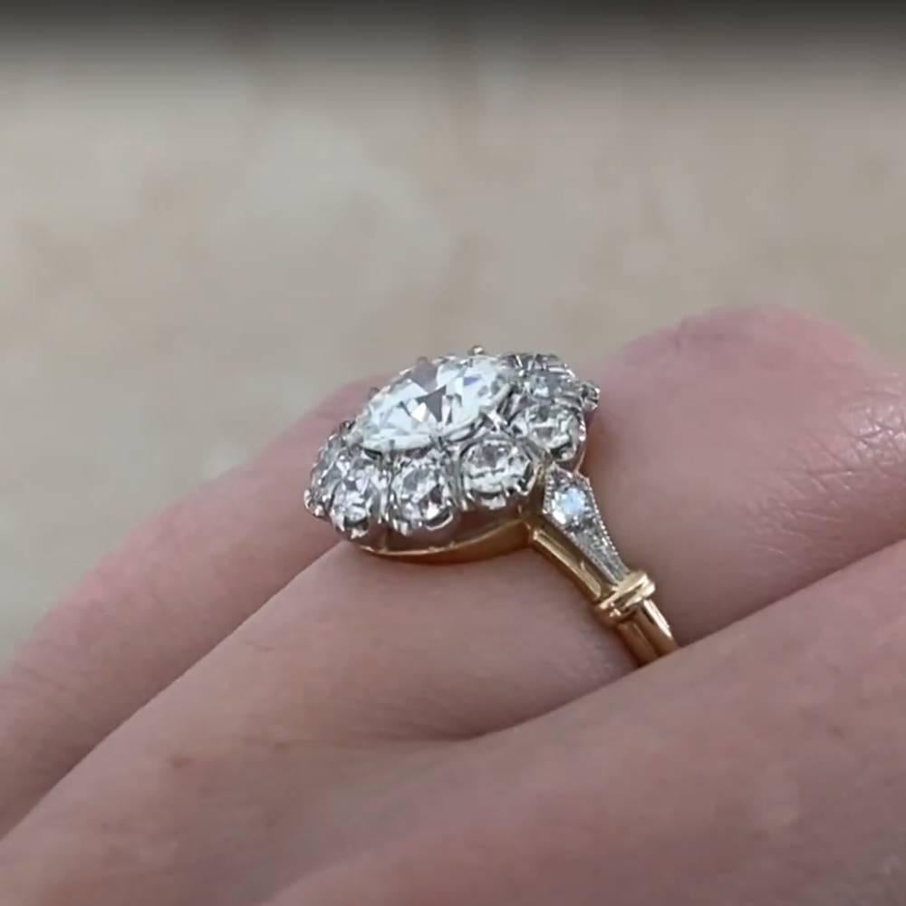 Art déco Bague en platine et or jaune 18 carats, diamant (GIA approx. 1,30 carats) en vente