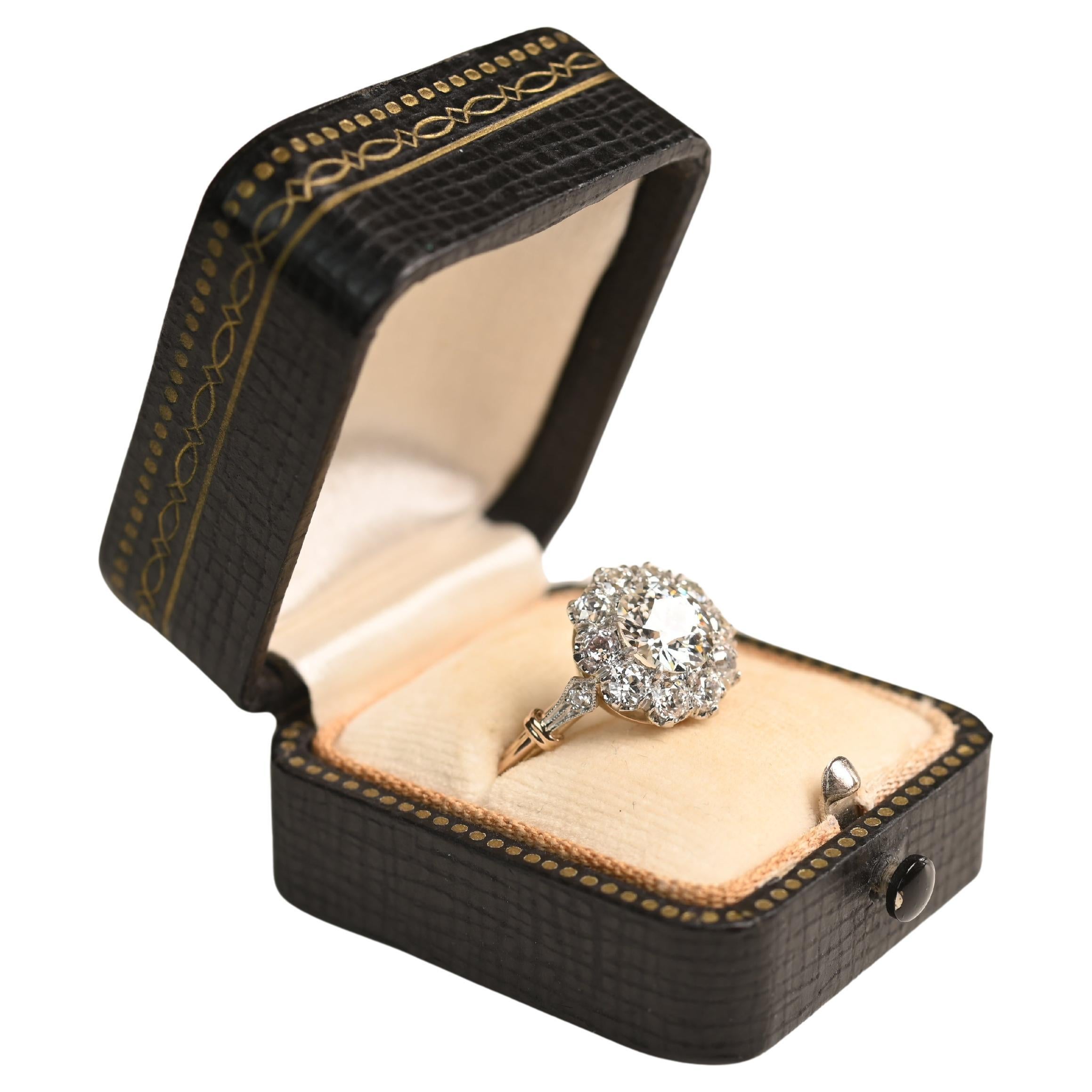 Bague en platine et or jaune 18 carats, diamant (GIA approx. 1,30 carats)