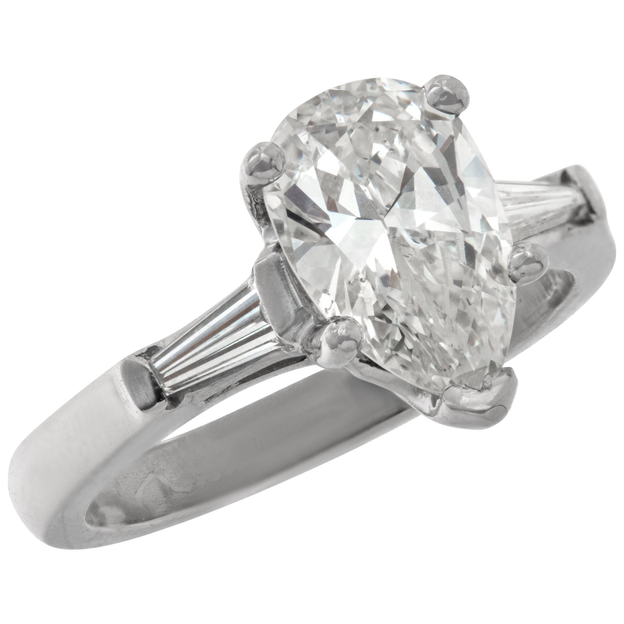Pear Cut Diamond GIA certified Pear shape ring For Sale
