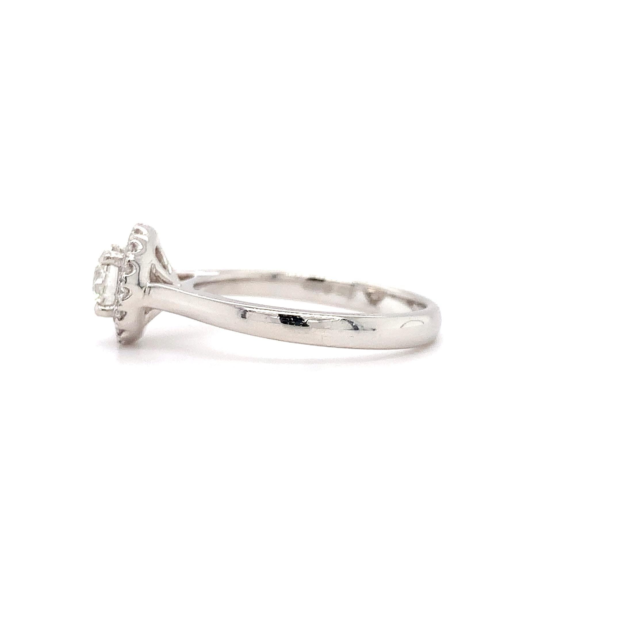 Platin-Verlobungsring, Diamant GIA Halo Solitär mit Diamant (Rundschliff) im Angebot