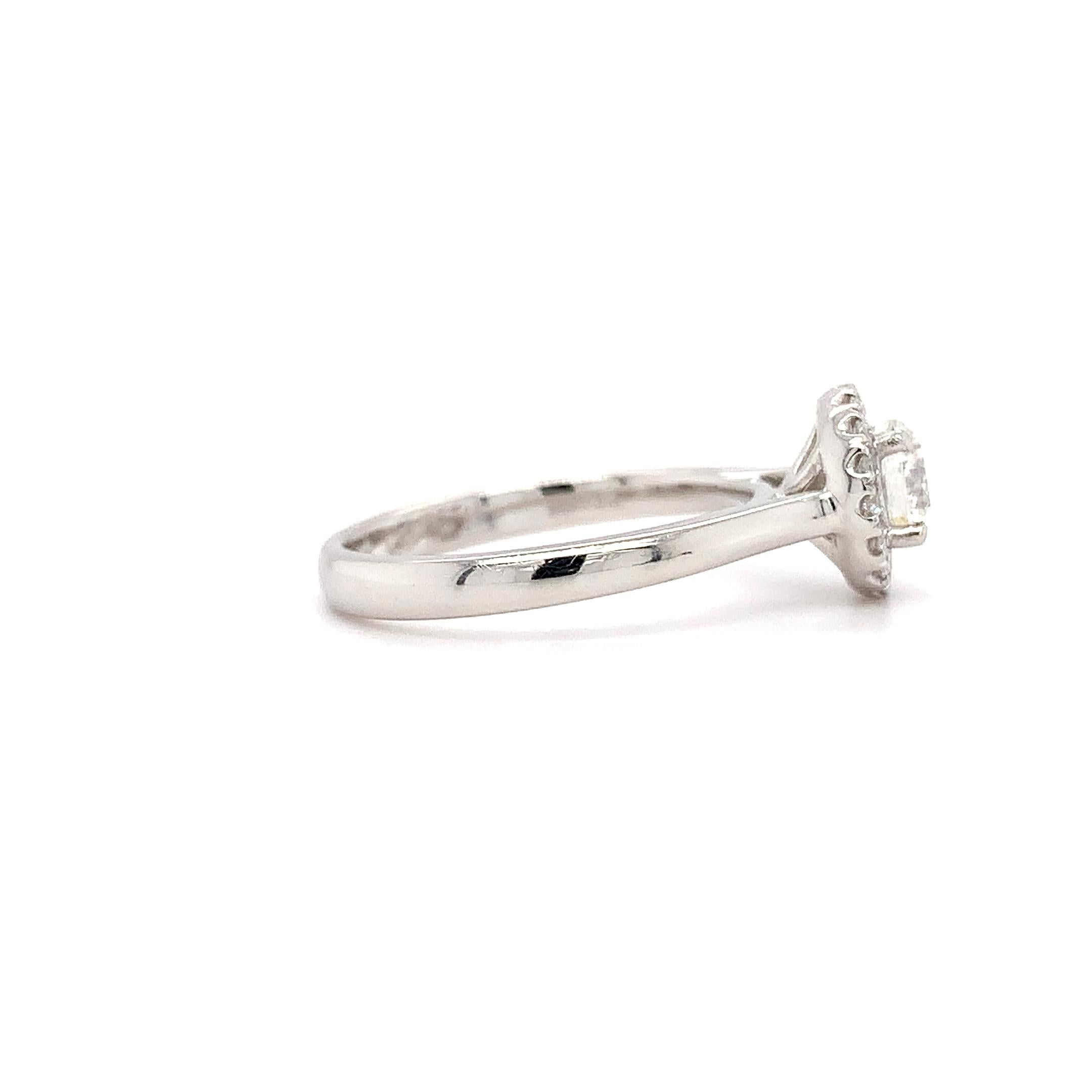Platin-Verlobungsring, Diamant GIA Halo Solitär mit Diamant Damen im Angebot
