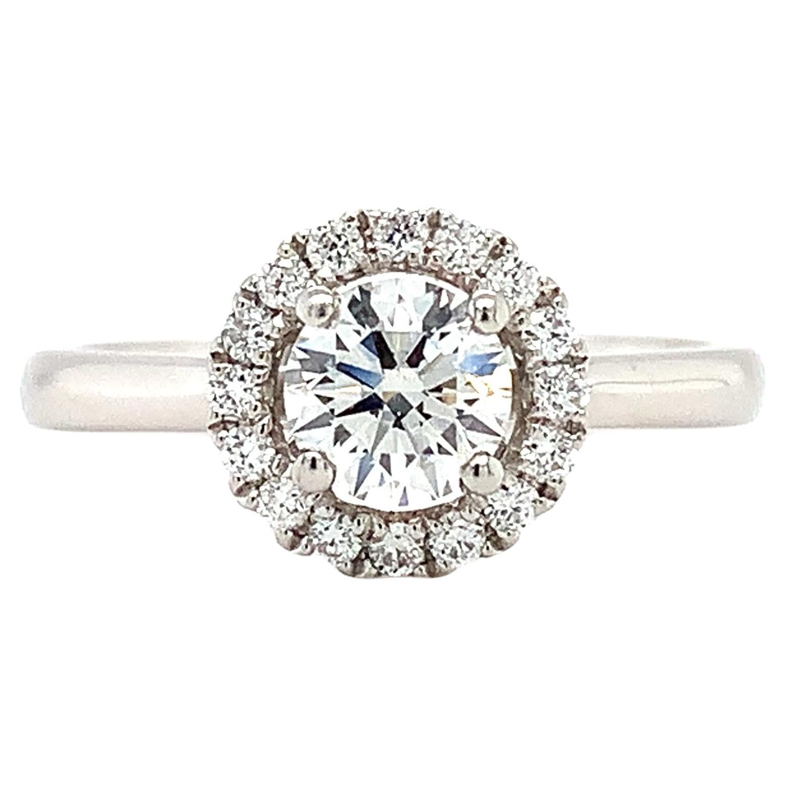 Diamond GIA halo solitaire engagement ring platinum