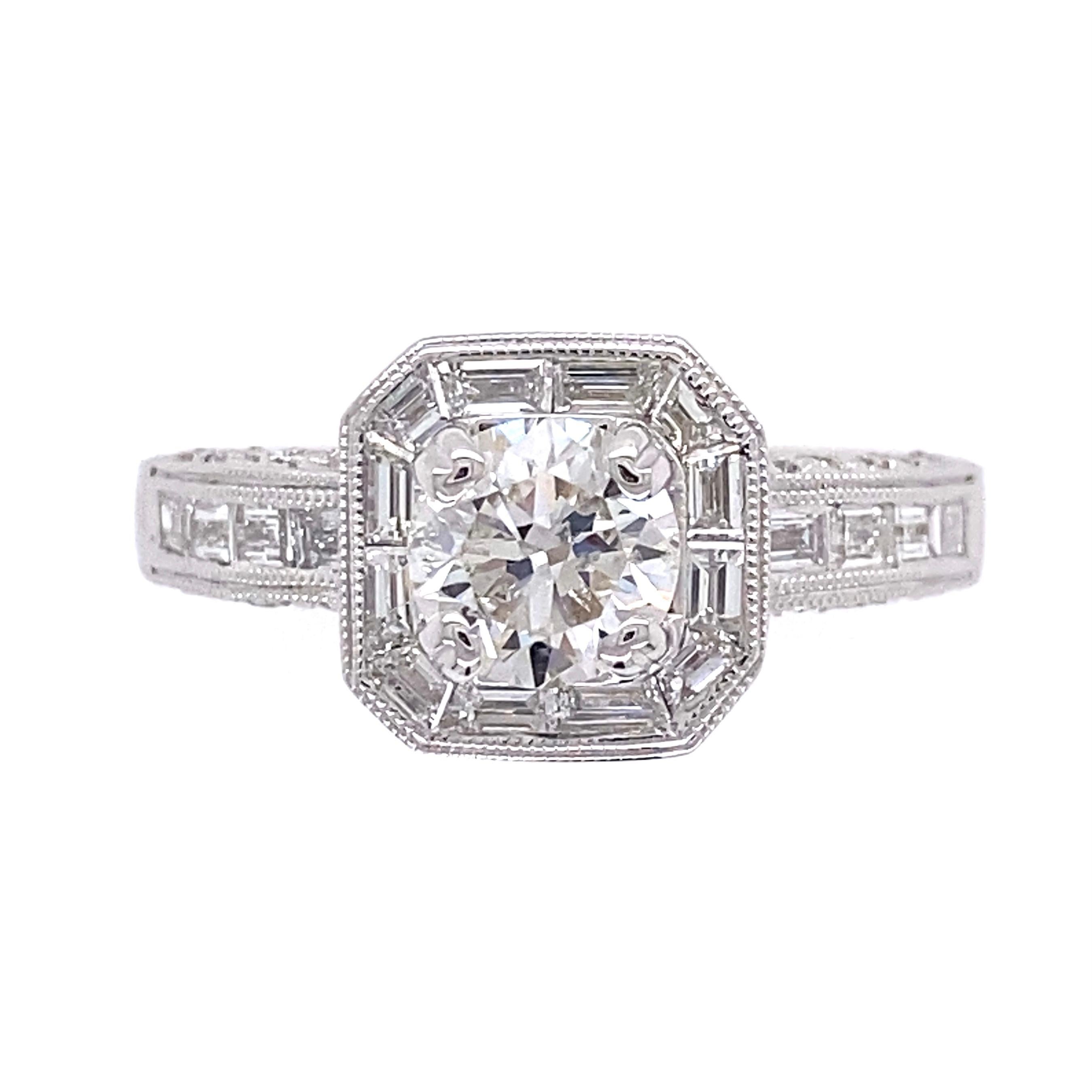 Taille mixte Diamant GIA Solitaire Bague en or Art Deco Revival - Bijouterie fine de succession en vente