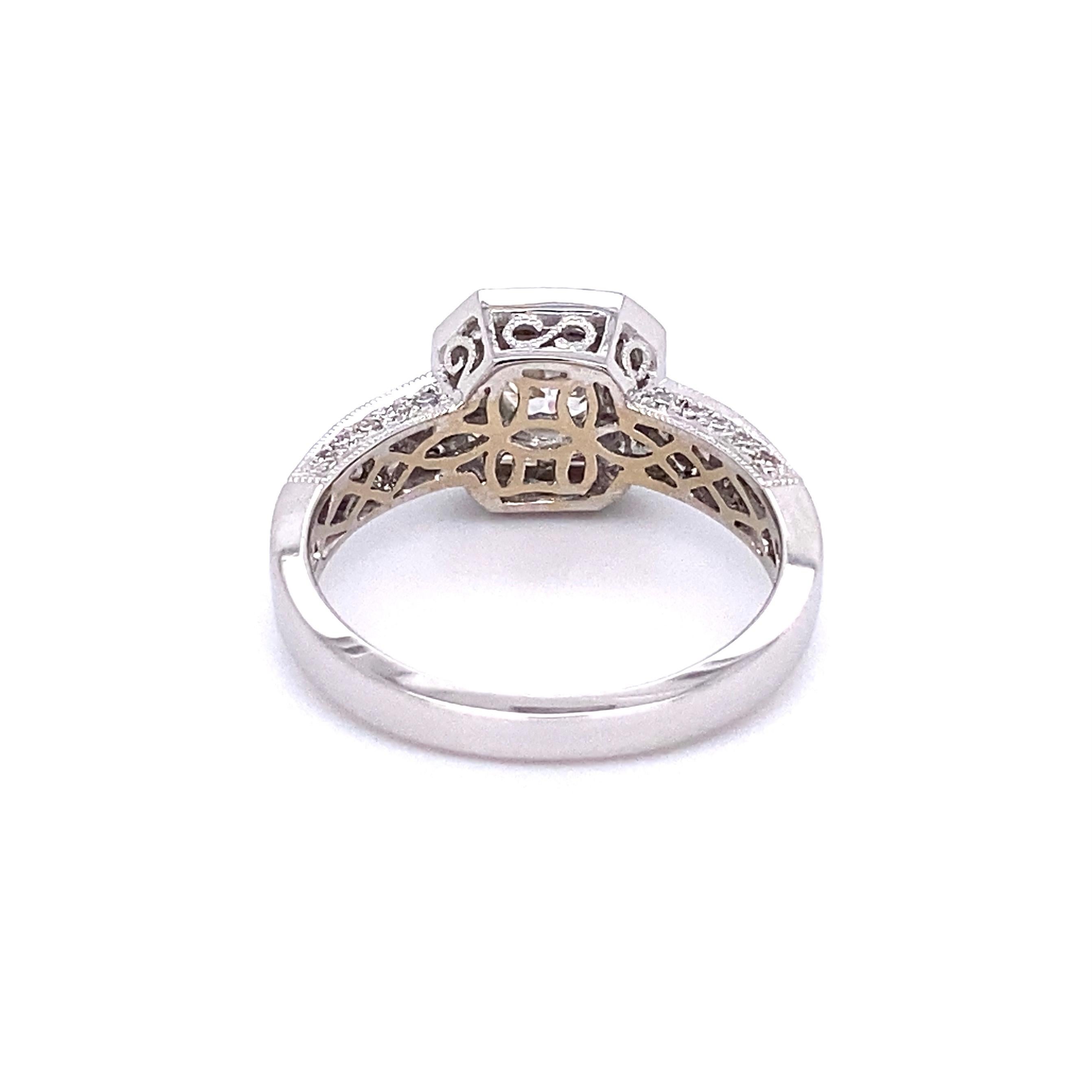 Diamond GIA Solitaire Art Deco Revival Gold Ring Estate Fine Jewelry For Sale 1