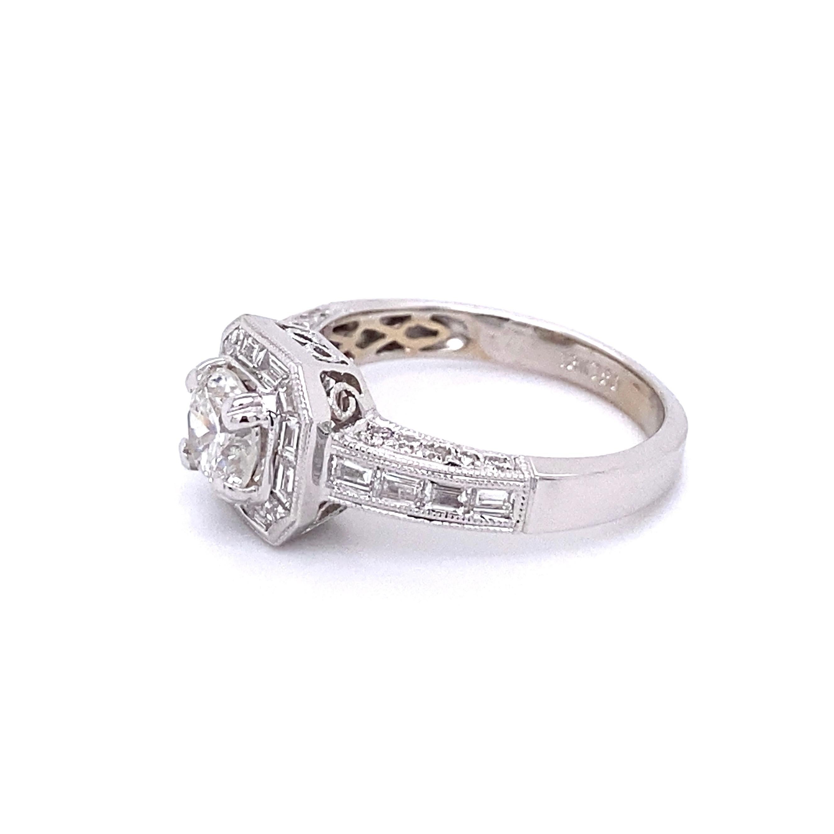 Diamant GIA Solitaire Bague en or Art Deco Revival - Bijouterie fine de succession en vente 1