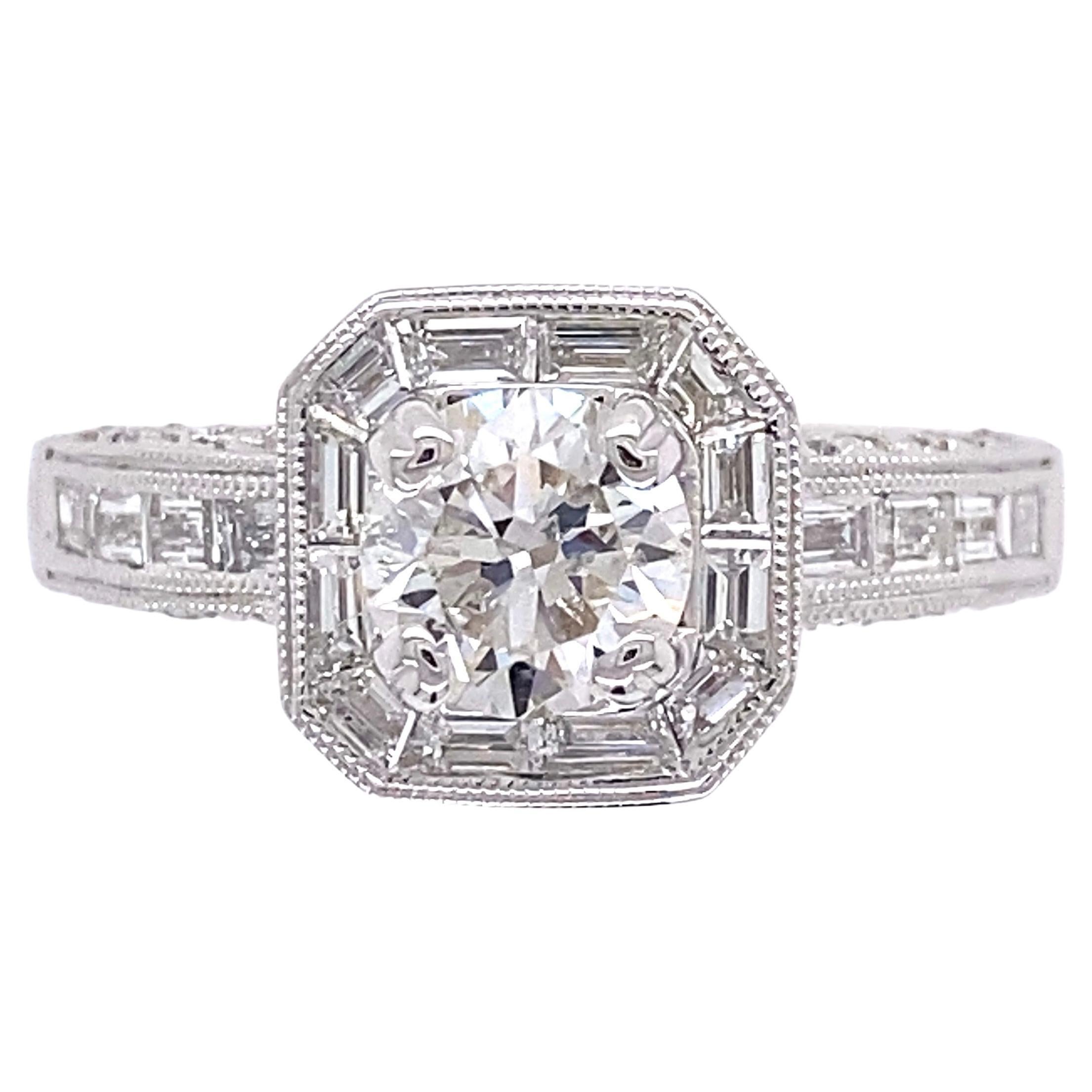 Diamant GIA Solitaire Bague en or Art Deco Revival - Bijouterie fine de succession en vente