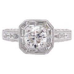 Diamante GIA Solitario Art Deco Revival Anello in oro Estate Jewelry
