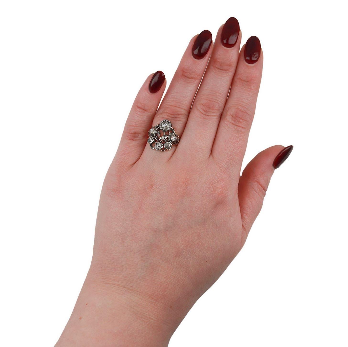 Georgian Diamond Giardinetti ring, European, circa 18th century. For Sale