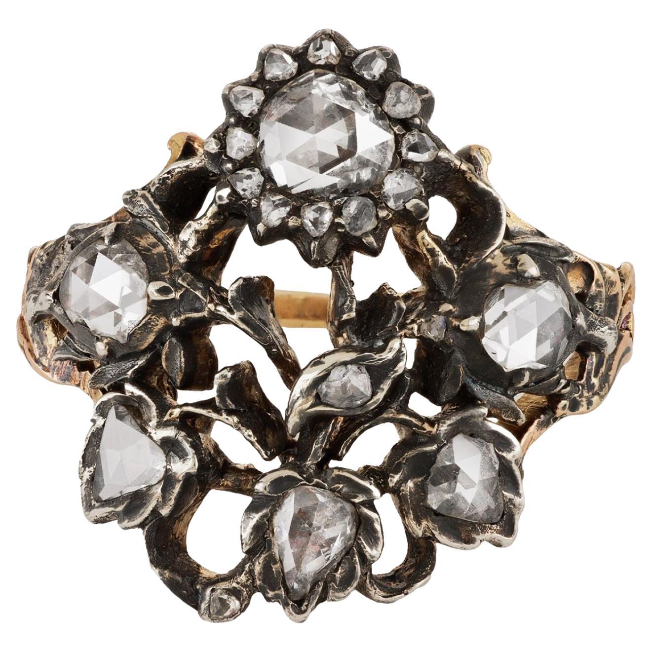 Diamond Giardinetti ring, European, circa 18th century. For Sale